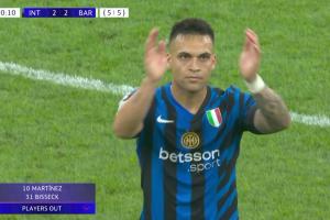 九游体育-队长顶不住了！70分钟劳塔罗、比塞克下场，塔雷米、达米安登场